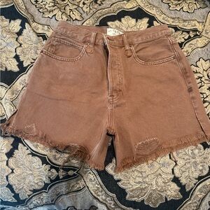 We The Free Brown Frayed Jean Shorts